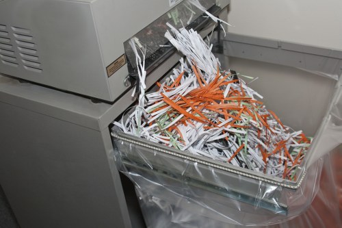 Workers sorting commercial recycling containers